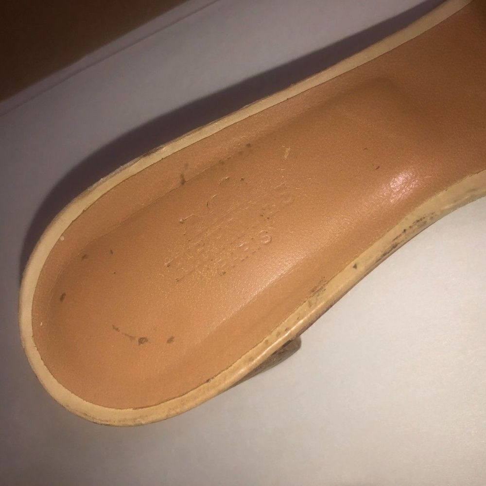HERMES Oasis "H" Cut Out Sandals Women's Size 6.5 Cream Tan Block Heel Shoe - Picture 11 of 15